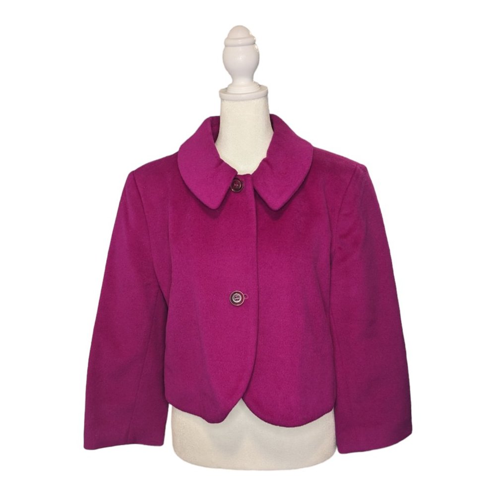 Bern & Mort Womens Cropped Blazer Coat Angora/Wool Purple/Fuchsia Size 16
